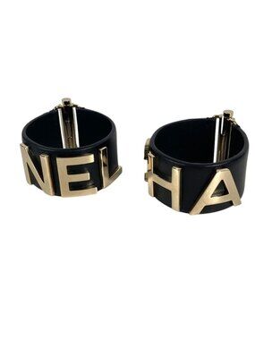 Chanel Bracelet CC Logo Set Leather Black